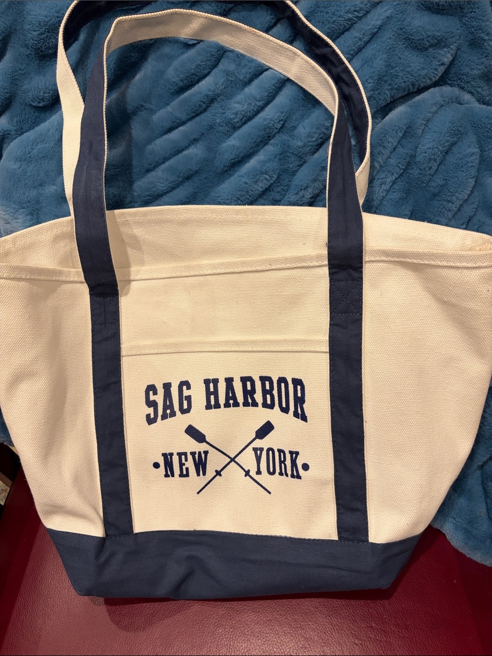 Canvas tote bag Medium Sag Harbor, New York Navy clean EUC compare to Lands’ End